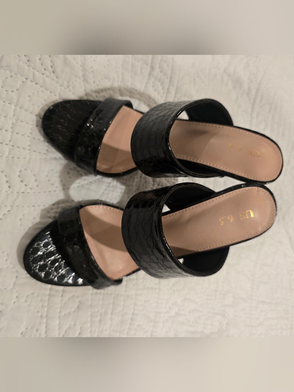 Black Croc Stiletto Mules 6.5 — Worn Once - Boutique